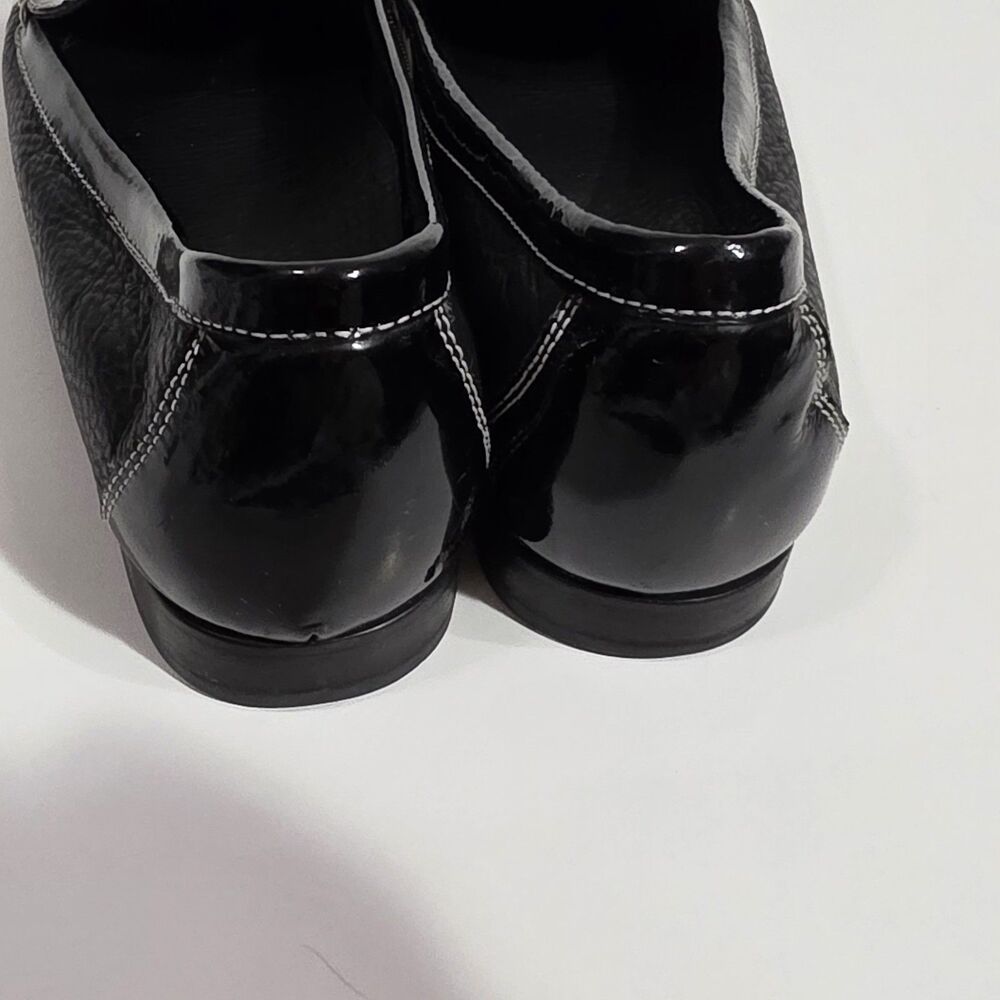 Cole Haan Black Patent & Leather Loafers with White Stitching - Picture 6 of 11